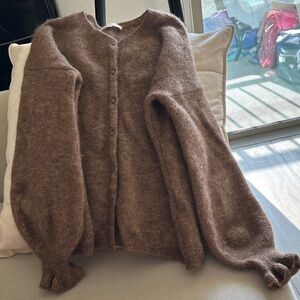 Sezane XS brown mohair and wool cardigan.
